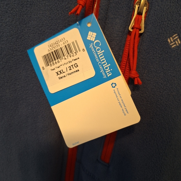 Columbia Men's Fast Trek II Full Zip Fleece - Navy Red 2xl Xxl - Picture 3 of 4